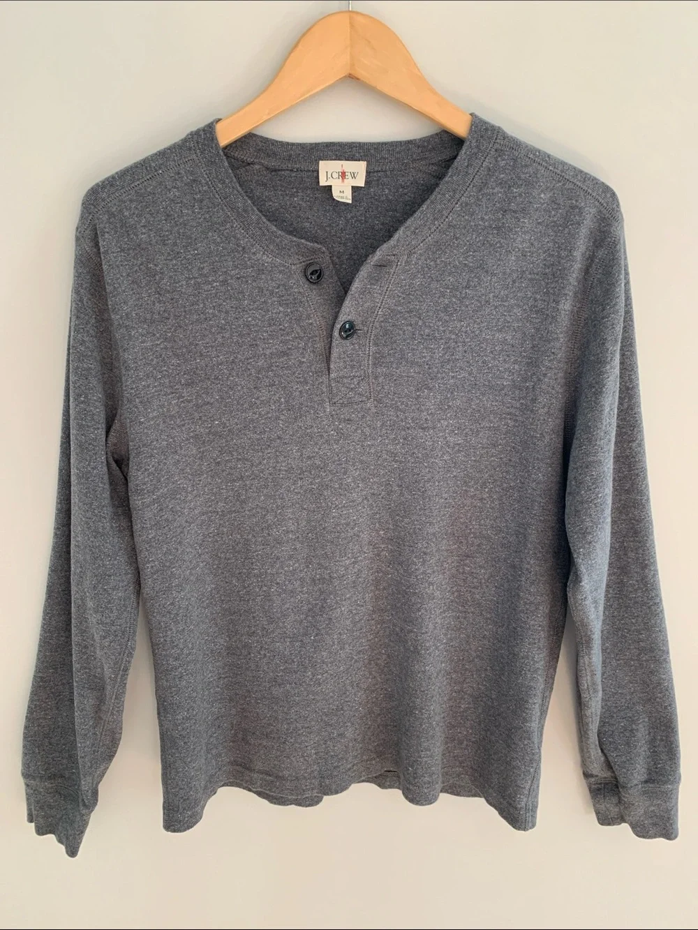 J. Crew Men’s Heritage Brushed Rib Knit Long Sleeve Henley Oarsman Grey Medium